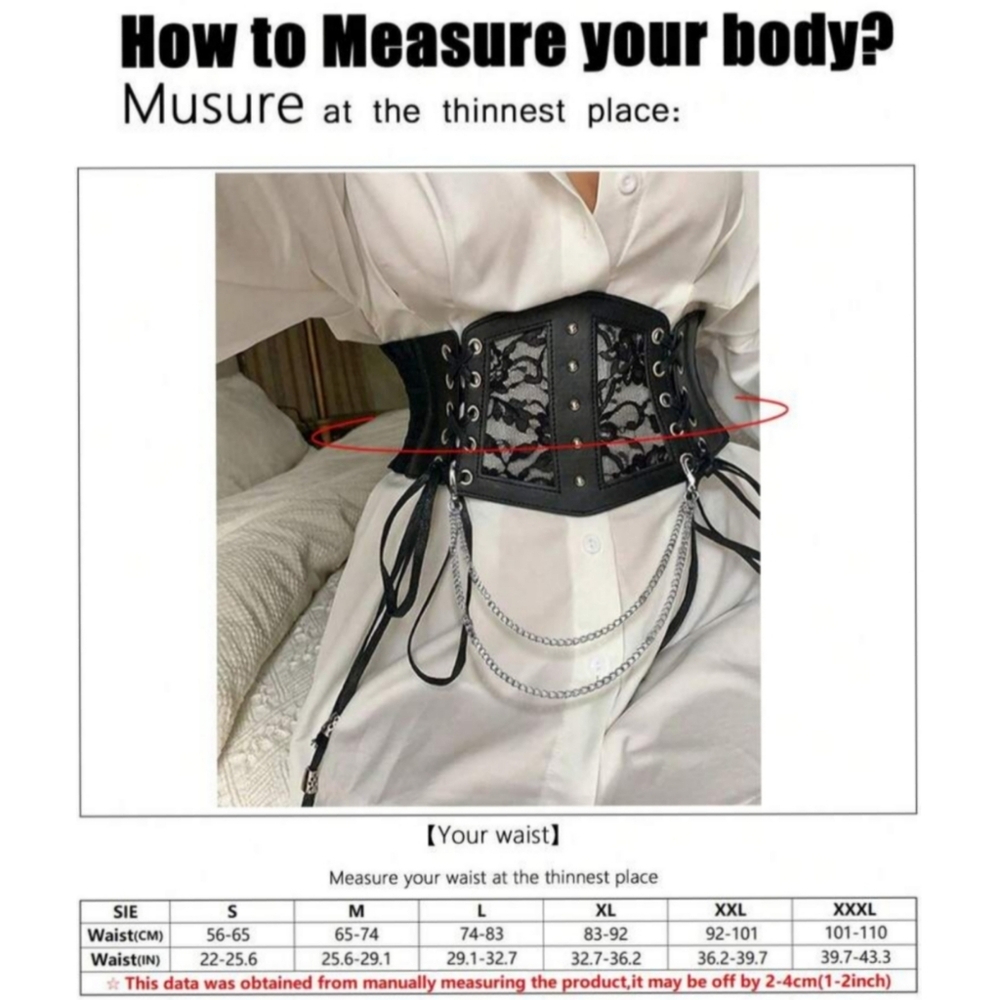 SHEIN | Renaissance Accessories Black Elastic Waist Belt Corset Lace Mesh Sexy - Picture 4 of 8